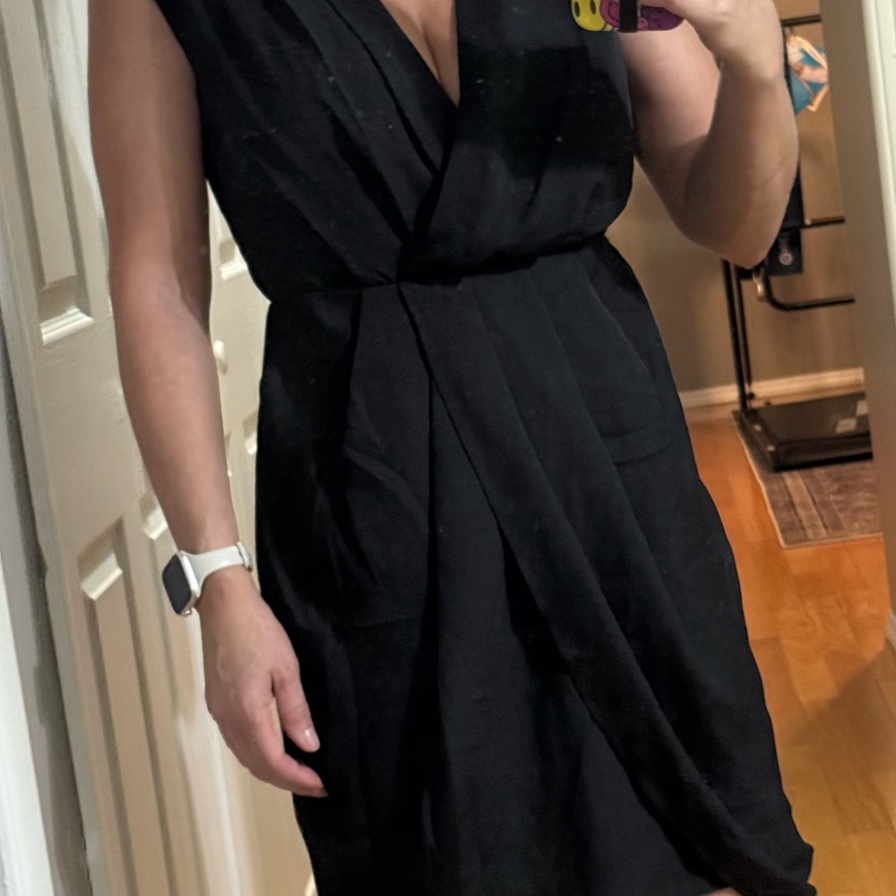Express Black Asymmetrical Sundress Plunge Neckline